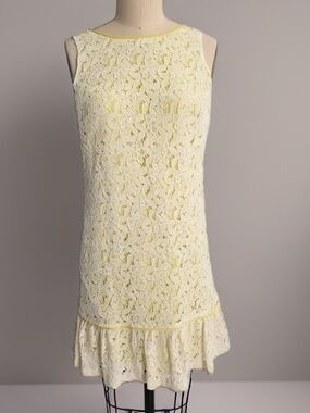 Loft NWT Lace Overlay Sleeveless Spring Dress in Soft Yellow
